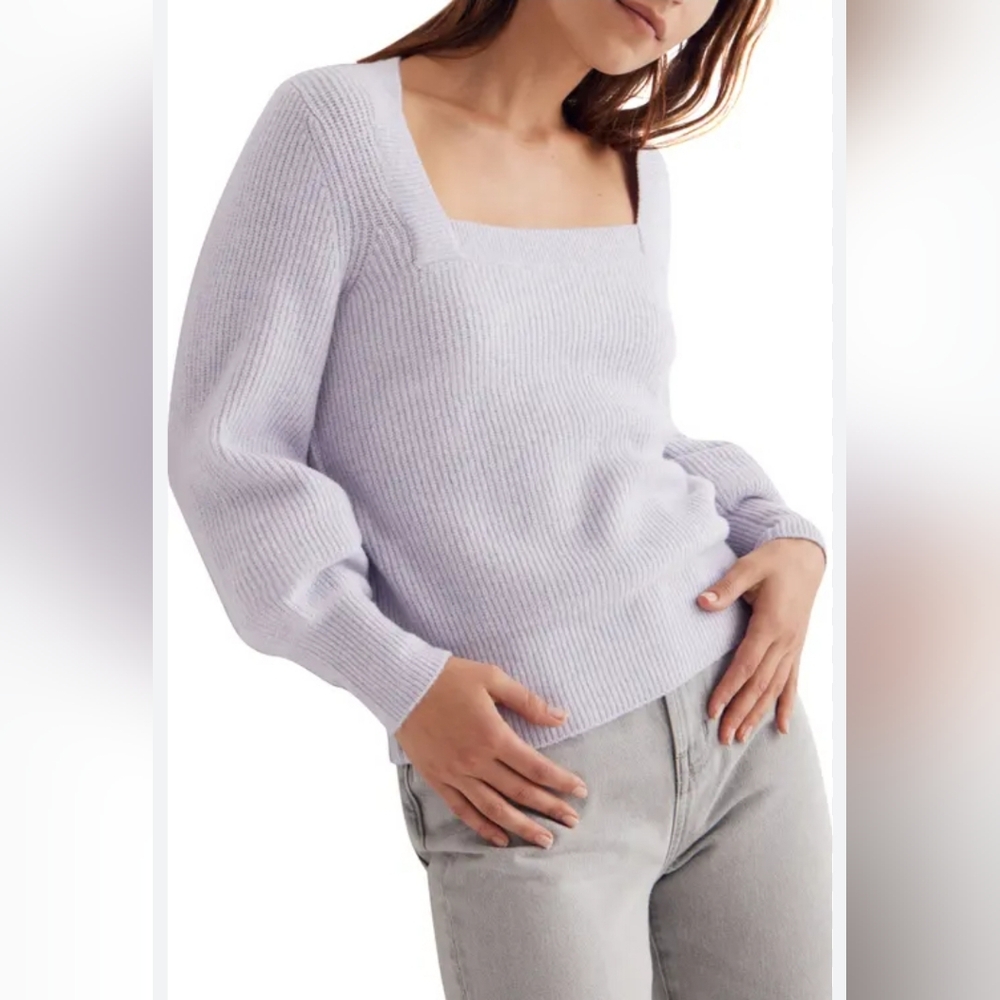 New Madewell 3x Melwood Square-Neck Pullover Sweater in Coziest Yarn